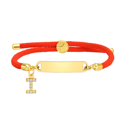 Vnox Custom Initial Letter Name Baby Bracelet Personalized Newborn Child Birth Gift Red Thread Rope Bracelet Adjustable Handchain I