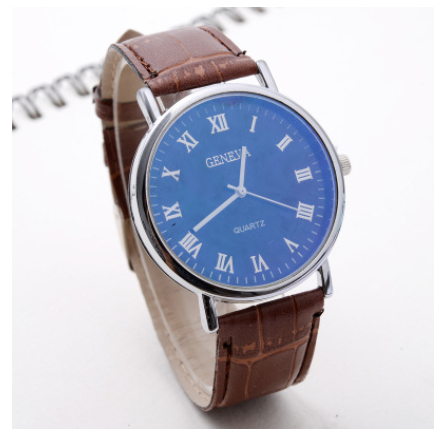European and American style Roman digital quartz watch men and women business gifts men's Geneva blue glass watch fashion belt Watch M2