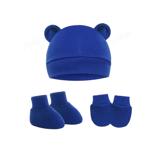 Baby hat Baby Mittens Booties Set newborn cap infant hats fashion Soft Cotton newborns Beanie 32