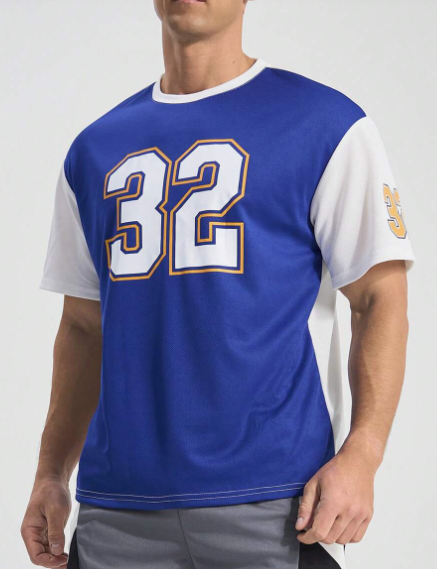 Manfinity Sport Streetwear Men's Color Block Patchwork Digital Print Athletic T-Shirt Workout Tops