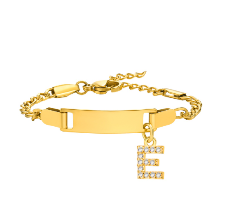 Vnox Baby Name Bracelet with Letter Pendant,Toddler Child ID Bracelet Girl Boy Birthday Gift E