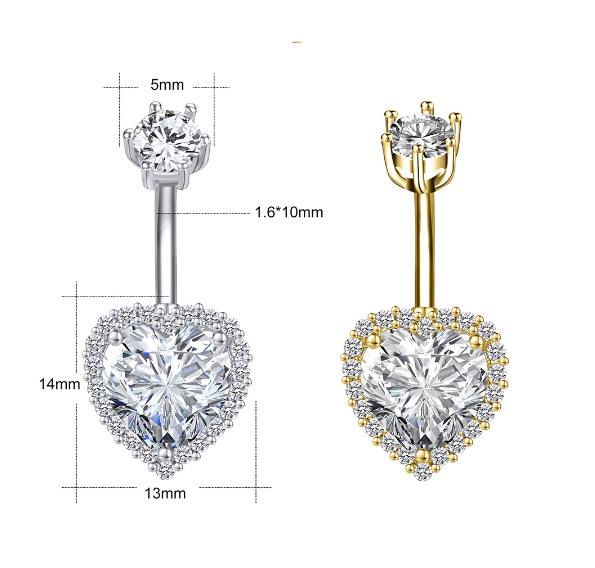 Silver Crystal Navel Rings Stainless Steel Belly Button Rings Gold Anti Allergy Flower Navel Piercings 6