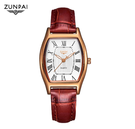 Zunpai Watch For Woman Original Waterproof Leather Strap Fashion Trend Elegant Girls Women Square Watch RED WHITE
