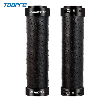 TOOPRE Bicycle 1 Pair Handle Cover PU Punch Colour Non Slip Ventilation Aluminum Alloy Bilateral Lock Grip