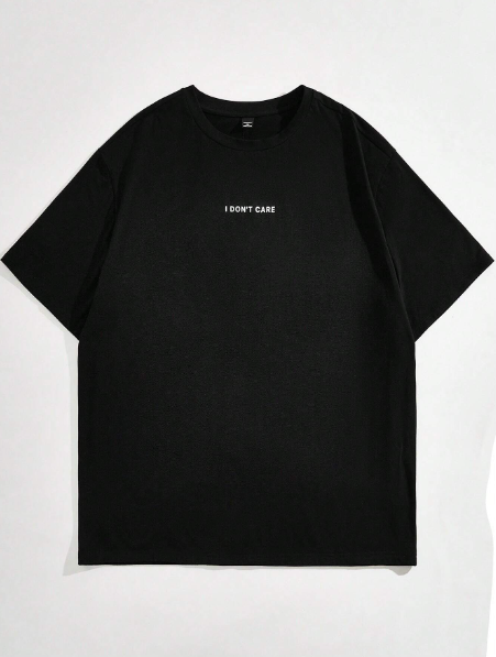 Manfinity CozeMod Men's Plus Size Knit Casual Casual Drop Shoulder Letter Printed Short Sleeve T-Shirt, Suitable For Summer And Daily Wear