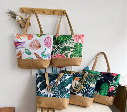 Mumu 3091 Large Capacity Printed Leisure Simple Canvas Bag Shoulder Tote Bags For Woman