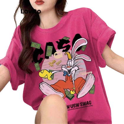 Lovito Women Cartoon T-Shirt LNE17064