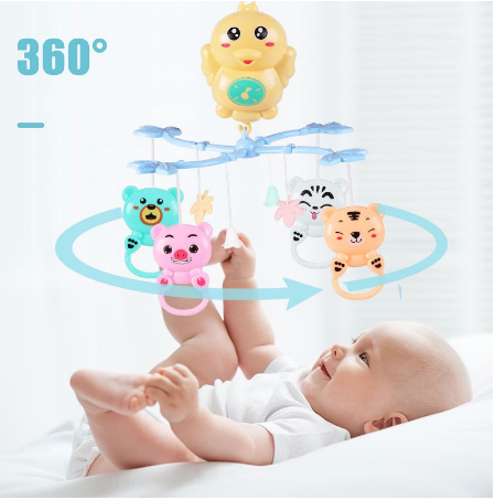 Baby Bed Bell Toy Coaxing Sleep Rotating Remote Control Rattle Set Infant To Appease Music Toy