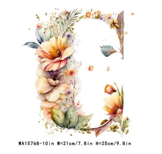 A-Z Letter Visual Design Iron On Transfer For Clothing Dtf Transfers Ready To Press U