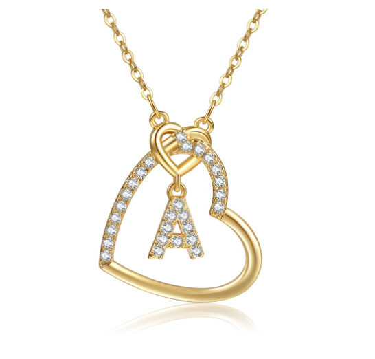 A-Z Letter Necklaces Fashionable Heart Pendant Accessories Women's Necklace A