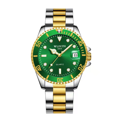 Gift Fashion luxury stainless business waterproof unisex analog original watch for men Green Water Ghost Watch Men 002