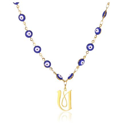 New Personalized Creativity Fashion Hip Hop Trend Plating 18k Gold Stainless Steel Devil's Eye Letter Necklace Initial Pendant