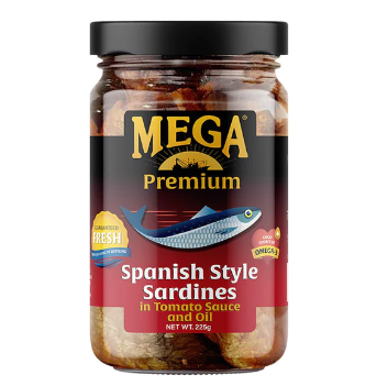 Mega Premium Spanish Style Sardines in Tomato Sauce And Oil 225g