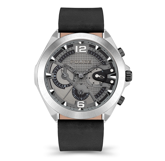 Police Zenith Black Leather Analog Quartz Watch For Men PPEWJF2108701