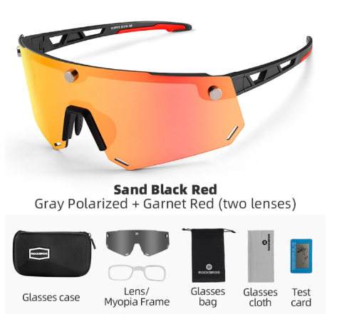 Rockbros Glasses 2 In 1 Cycling Polarized Magnetic Changeable HD Lens Bicycle Sunglasses Unisex MTB Goggles Large Frameless Anti-UV Eyewear