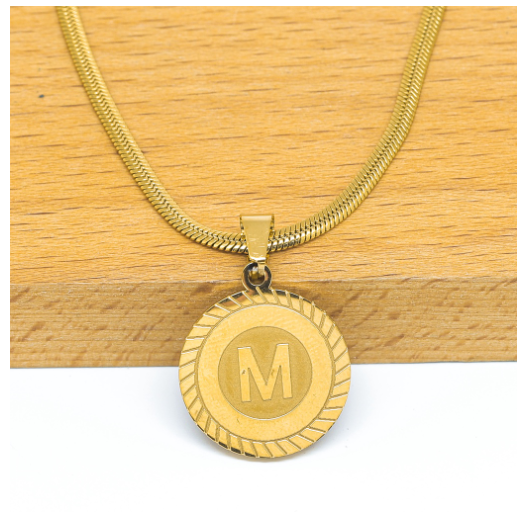 Laj High Quality Stainless Steel Letter Pendant Necklace with Free box M