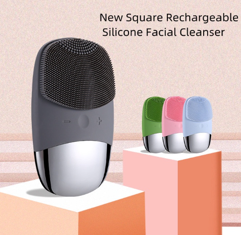 Rechargeable Electric Silicone Facial Cleansing Device Mini Brush Ultrasonic Deep Pore Cleaner Beauty Massage