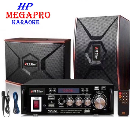 Karaoke Speaker Megapro-Ft star 208 Bluetooth USB FM W/ Microphone Amplifier Set DC-12V AC：110-220V