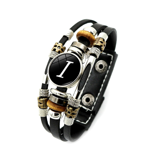 Fashion 26 Letter Leather Bracelets Multilayer A-Z Name Initials Bracelet For Men Women Wrist Accessories Jewelry Birthday Gifts I