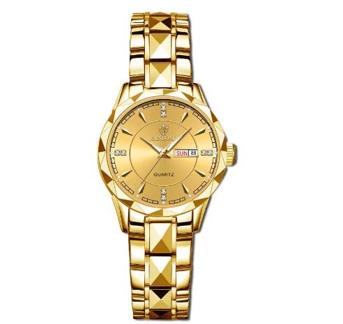 Binbond Fashion Luxury Stainless Steel Waterproof Men Unique Business Watch Dual Calendar Gold Luminous Quartz Wrist Watch F003