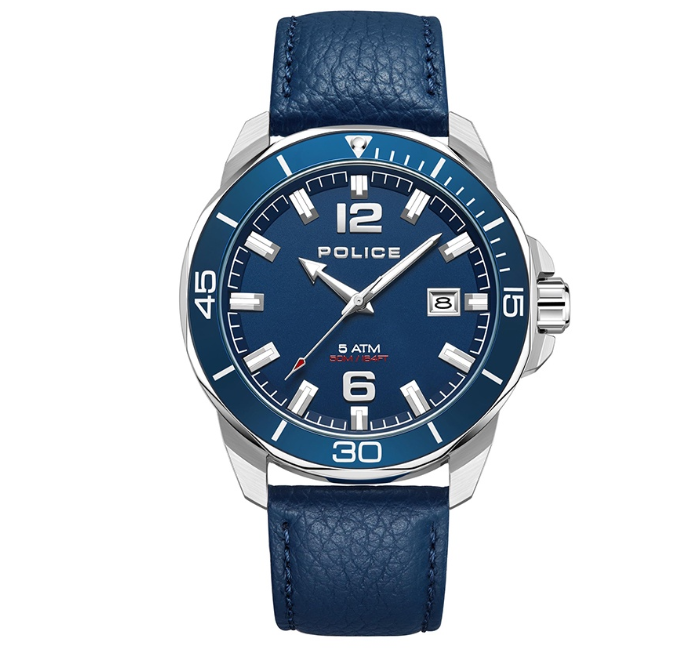 Police Thornton Black Leather Analog Quartz Watch For Men PPEWJB2228101