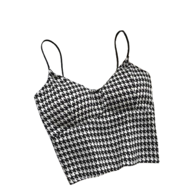 Lovito Women Casual Houndstooth Smocked Tank Top LNL42012