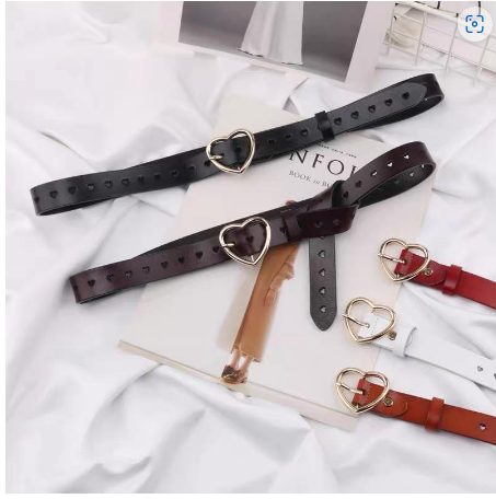 EMS fashion Korean Fashion Heart Women Belts Leather Metal Buckle Waist Belt ko