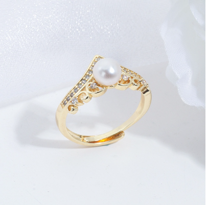 New style freshwater pearl ring fashion pearl adjustable ring