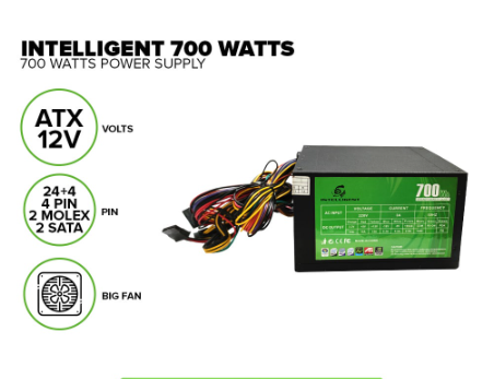 Intelligent Power Supply 700watts with FREE POWER CABLE,Best for iCafe and eSports Diskless