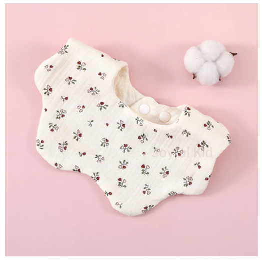 Baby Saliva Towel Cotton Wrinkled Cloth Petal Bib Absorbent Baby Saliva Pocket Infant Anti-Vomiting Milk Towel Pinny B1