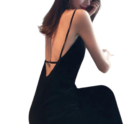 Lovito Women Backless Dress Lne19181 (Black)