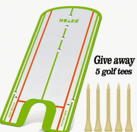 Golf Putting Practice (Green Mirror New Version) With 5 Ball Markers, Portable Putting Training Tool For Indoor And Outdoor Use