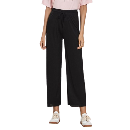 Lovito Plain High Waist Wide Leg Pants For Women Casual L02066