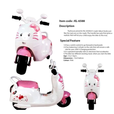 HelloKitty ELECTRIC RIDE ON MOTORBIKE KID Rechargeable Bike Motor For Kids with Music Kids Watch 916