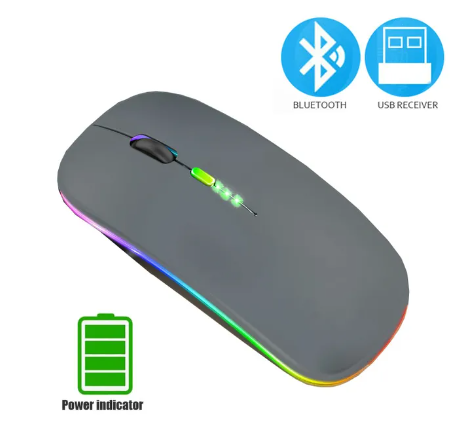 Bluetooth 5.0 Wireless Mouse For Laptop Computer PC Macbook Gaming Mouse 2.4GHz With USB Rechargeable RGB Light Power Indicator