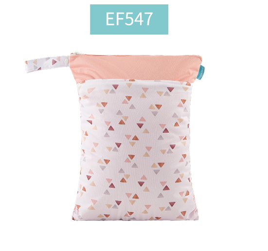 Happy Flute 1PC Reusable Waterproof Fashion Prints Wet And Dry Diaper Bag Double Pocket Cloth Handle Wetbags 30x40CM S20