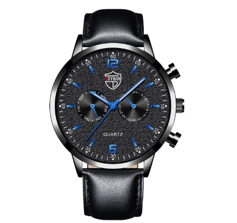 Quartz Stainless Steel Black Dial Men Fashion Wristwatch Men Relo Watch LEATHER BLACK BLACK