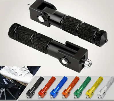 Motorcycle Pedals 2pcs Universal Aluminum Pedals For Motorcycle Electric Car 8MM 90 Degree Folding Support Rod