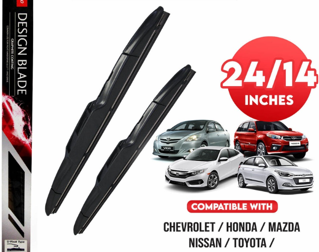 Denso Wiper Blade Set U-Hook Banana Type DDS-024L 24' ' And DDS-014L 14' ' Set of 2pcs Car Wiper