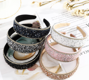 Korean Rhinestone Crystal Luxurious Headband Women New Wide Crystal Wedding Hair Band Hair Accessories