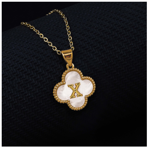 Laj  18k Gold Stainless Steel Initial Necklace SLP LETTER09 with LX885D X