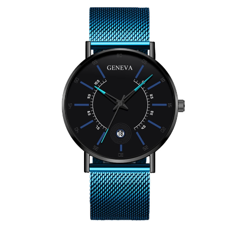 Geneva Luxury Ultra Thin Men's Business Watches Stainless Steel Mesh Belt Analog Quartz Wristwatch M10