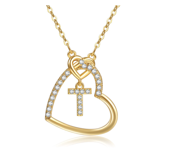 A-Z Letter Necklaces Fashionable Heart Pendant Accessories Women's Necklace T