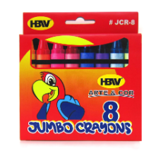 Hbw Arte & Cor Jumbo Crayons 8 Assorted Colors JCR-8