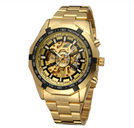 Forsining Watch for men Automatic Mechanical Watches Sport Skeleton Stainless Steel Gold Luxury Men Watch 9