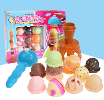 Girl Pretend Ice Cream Tower Cone Scoop Kids Play Kitchen Food Toy Set Gift