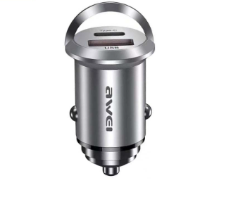 Awei C-708 High Quality Multiple Protection 45W Smart Mini Car Charger PD+QC Fast Charge COD (Black)