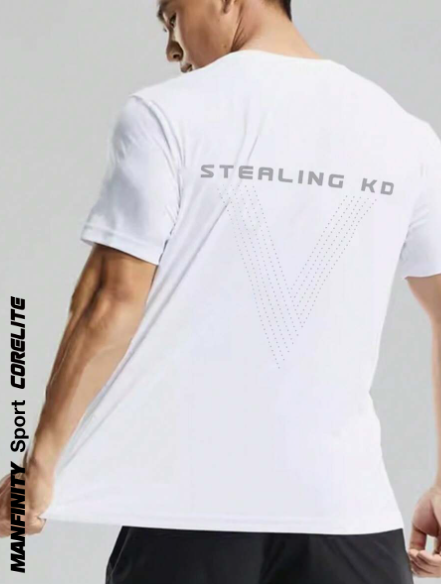 Manfinity Sport Corelite Men'S Letter Print Short Sleeve Athletic T-Shirt Workout Tops