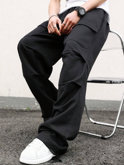 Manfinity Hypemode Men's Casual Loose Fit Drawstring Waist Cargo Pants