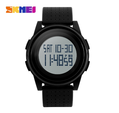 Skmei 1206 Men Women Digital Waterproof Ultra-Thin Watch  BLACK WHITE